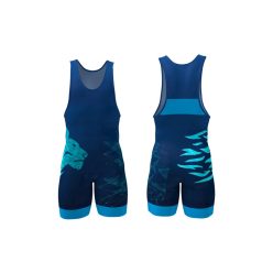 Gyerek birkózó mez oroszlános mintával - kék