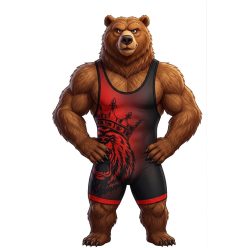 Grizzly mintás birkózó mez – Piros/Fekete